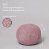 Urban Lifestyle Round Knit Pouf – Hand Woven Cotton, Navy(Light Pink)