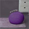 Urban Lifestyle Round Knit Pouf – Hand Woven Cotton, Navy(Purple)