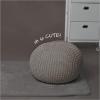 Urban Lifestyle Round Knit Pouf – Hand Woven Cotton, Navy(Taupe)