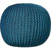 Urban Lifestyle Round Knit Pouf – Hand Woven Cotton, Navy(Teal)