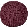 Urban Lifestyle Round Knit Pouf – Hand Woven Cotton, Navy(Wine)