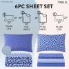 Urban Lifestyle Stylish Cozy 6 Piece Floral Sheet Set, Includes 2 Pillow Cases, 2 Flat Sheets, and 2 Fitted Sheets,Twin/XL(Blue Check)
