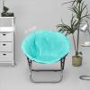 Urban Lifestyle Super Soft Faux Fur Saucer Chair with Folding Metal Frame, Aqua(Aqua Blue)