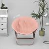 Urban Lifestyle Super Soft Faux Fur Saucer Chair with Folding Metal Frame, Aqua(Blush/Rose Gold)