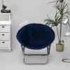 Urban Lifestyle Super Soft Faux Fur Saucer Chair with Folding Metal Frame, Aqua(Navy)
