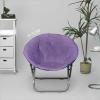 Urban Lifestyle Super Soft Faux Fur Saucer Chair with Folding Metal Frame, Aqua(Purple)