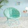 Urban Lifestyle Super Soft Faux Fur Saucer Chair with Folding Metal Frame, Aqua(Teal)