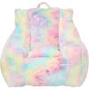 Urban Lifestyle Supportive Soft Faux Fur Bean Bag with Pocket, Rainbow Large(Rainbow)