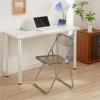 Urban Lifestyle Transparent Acrylic Modern Folding Chair with Chrome Frame, Blush(Black)