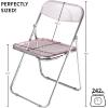 Urban Lifestyle Transparent Acrylic Modern Folding Chair with Chrome Frame, Blush(Blush)