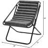 Urban Lifestyle Vegan Leather Ribbed Folding Sling Lounge Chair with Metal Frame,Ivory,28″x22″x30″(Grey)