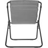 Urban Lifestyle Vegan Leather Ribbed Folding Sling Lounge Chair with Metal Frame,Ivory,28″x22″x30″(Grey)