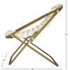 Urban Lifestyle Vegan Leather Ribbed Folding Sling Lounge Chair with Metal Frame,Ivory,28″x22″x30″(Ivory)
