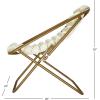 Urban Lifestyle Vegan Leather Ribbed Folding Sling Lounge Chair with Metal Frame,Ivory,28″x22″x30″(Ivory)