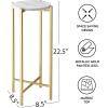 Urban Lifestyle White Marble Collapsible Side Accent Drink Table with Gold Metal Legs, ‎8.5 in x 8.5 in x 22.5 in(White)