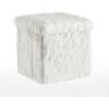 Urban Lifestyle White Mongolian Fur Collapsible Storage Ottoman with Lid, 15″x15″x15″(White)