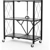 Urban Lifestyle 3 Shelf Metal Storage Cart, Black(Black)