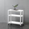 Urban Lifestyle 3 Shelf Metal Storage/Decorative Rolling Rack Cart with Smooth Locking Wheels(White)