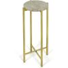 Urban Lifestyle Brown Marble Collapsible Side Accent Drink Table with Gold Metal Legs 12 in x 12 in x 13.5 in