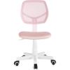 Urban Lifestyle Computer Office Rolling Swivel Task Desk Chair with Mesh Backrest and Caster Wheels, White with White Legs(Pink)