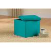 Urban Lifestyle Microsuede Storage Ottoman, 15″x15″x15″, Grey(Teal)