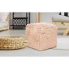 Urban Lifestyle Mongolian Fur Pouf Ottoman, Teal(Blush)