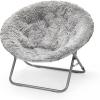 Urban Lifestyle Oversized Mongolian Faux Fur Saucer Chair, Mint(Silver)