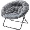 Urban Lifestyle Oversized Rabbit Faux Fur Saucer Chair, Wine/Gold(Grey)