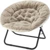 Urban Lifestyle Oversized Rabbit Faux Fur Saucer Chair, Wine/Gold(Grey/Black)