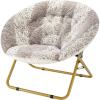 Urban Lifestyle Oversized Rabbit Faux Fur Saucer Chair, Wine/Gold(Snow Leopard)
