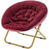 Urban Lifestyle Oversized Rabbit Faux Fur Saucer Chair, Wine/Gold(Wine/Gold)