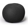 Urban Lifestyle Round Knit Pouf – Hand Woven Cotton, Navy(Black)