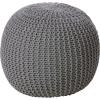 Urban Lifestyle Round Knit Pouf – Hand Woven Cotton, Navy(Dark Grey)