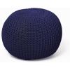Urban Lifestyle Round Knit Pouf – Hand Woven Cotton, Navy(Indigo/Navy)