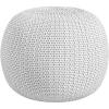 Urban Lifestyle Round Knit Pouf – Hand Woven Cotton, Navy(Ivory)