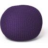 Urban Lifestyle Round Knit Pouf – Hand Woven Cotton, Navy(Purple)