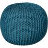 Urban Lifestyle Round Knit Pouf – Hand Woven Cotton, Navy(Teal)