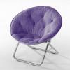Urban Lifestyle Super Soft Faux Fur Saucer Chair with Folding Metal Frame, Aqua(Purple)
