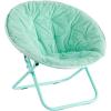 Urban Lifestyle Super Soft Faux Fur Saucer Chair with Folding Metal Frame, Aqua(Teal)