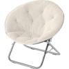 Urban Lifestyle Super Soft Faux Fur Saucer Chair with Folding Metal Frame, Aqua(White)