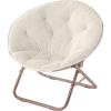 Urban Lifestyle Super Soft Faux Fur Saucer Chair with Folding Metal Frame, Aqua(White/Gold)