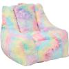 Urban Lifestyle Supportive Soft Faux Fur Bean Bag with Pocket, Rainbow Large(Rainbow)