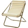 Urban Lifestyle Vegan Leather Ribbed Folding Sling Lounge Chair with Metal Frame,Ivory,28″x22″x30″(Ivory)