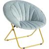 Urban Lifestyle Velvet Channel Stitch Saucer Chair, Blue(Grey)