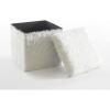 Urban Lifestyle White Mongolian Fur Collapsible Storage Ottoman with Lid, 15″x15″x15″(White)