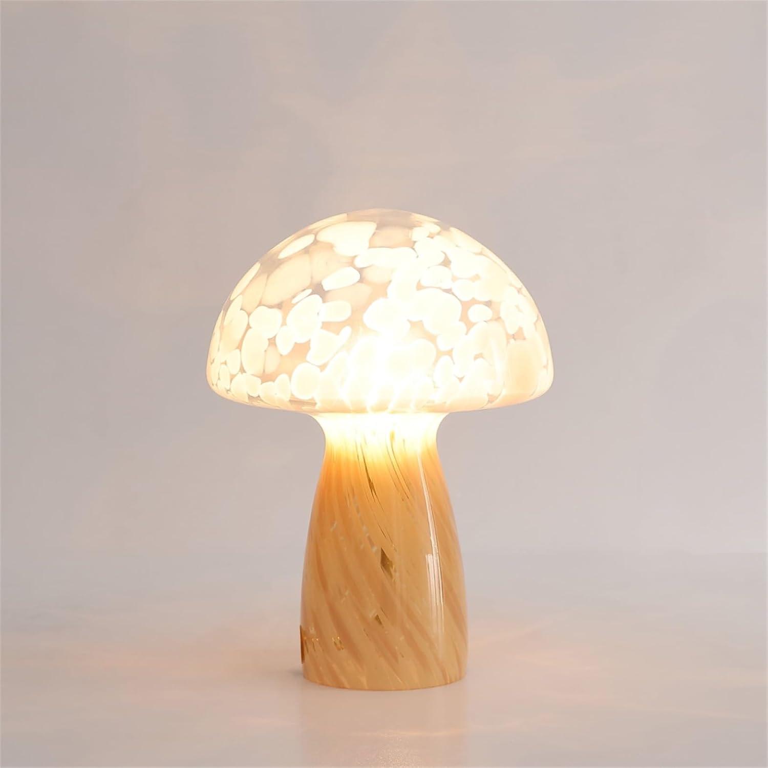 imageUrban Lifestyle 10quot Blue Stripe Glass Mushroom Lamp Modern Retro Table Lamp for Bedroom Living Room or Office DcorBlush