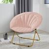 Urban Lifestyle Velvet Channel Stitch Folding Saucer Lounge Chair, Blush with Gold Legs