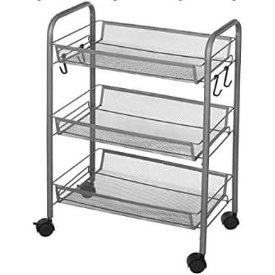 imageUrban Lifestyle 3 Tier Mesh All Purpose Utility Rolling Storage Cart SilverSilver