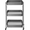 Urban Lifestyle 3 Tier Foldable Metal Rolling Storage Utility Cart, No Tools Assembly, Blush(Gray)