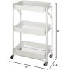Urban Lifestyle 3 Tier Foldable Metal Rolling Storage Utility Cart, No Tools Assembly, Blush(White)